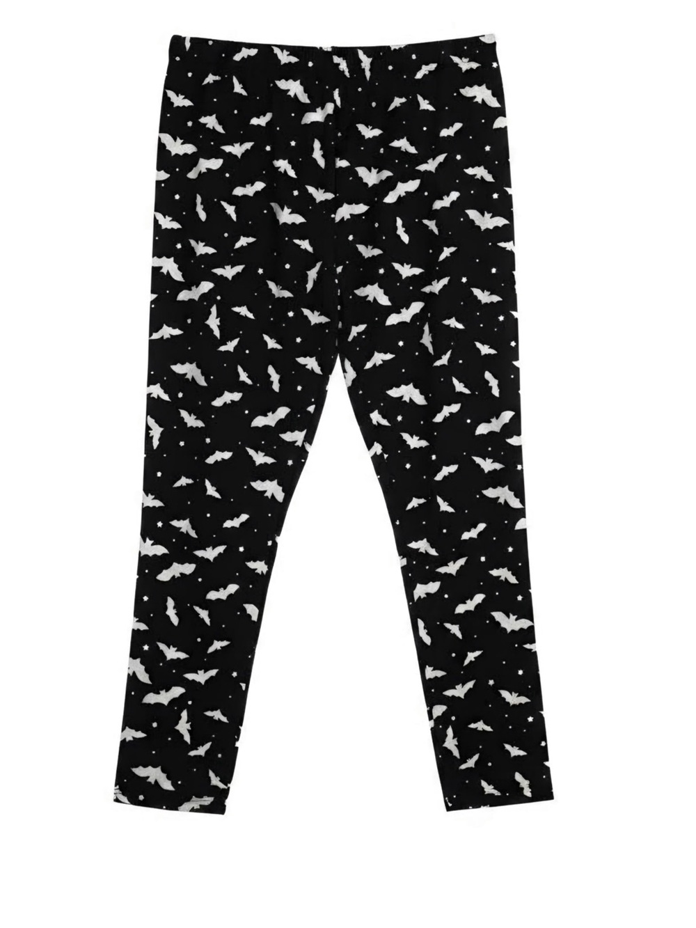 Black Bat Print Leggings for Women
